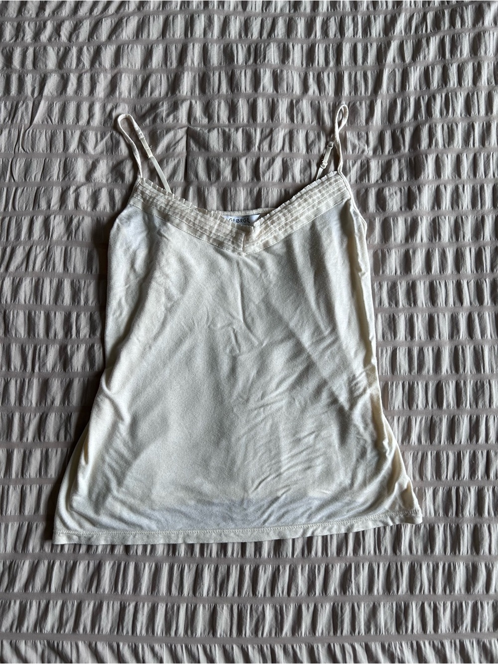 George Ivory Cami Tank Top w/ Ruffle Detail (L)